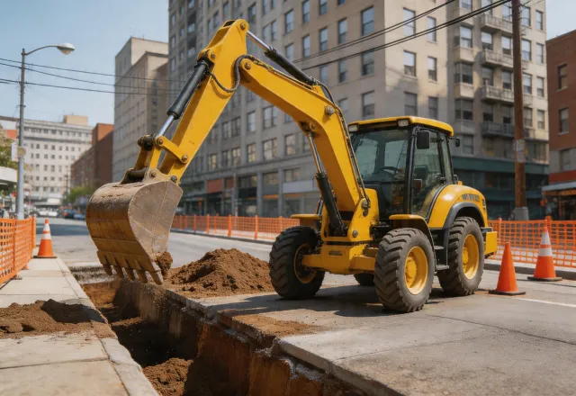SDLG backhoe urban site